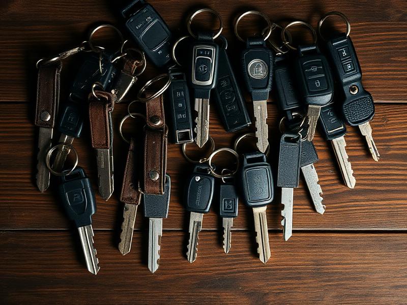 Car keys on a wooden desk